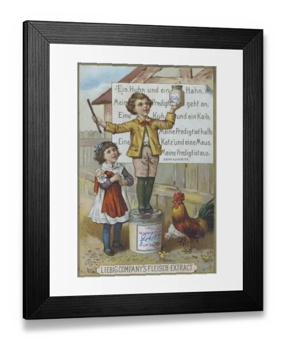 Framed Print : Picture series Children and Proverbs: A chicken and a rooster