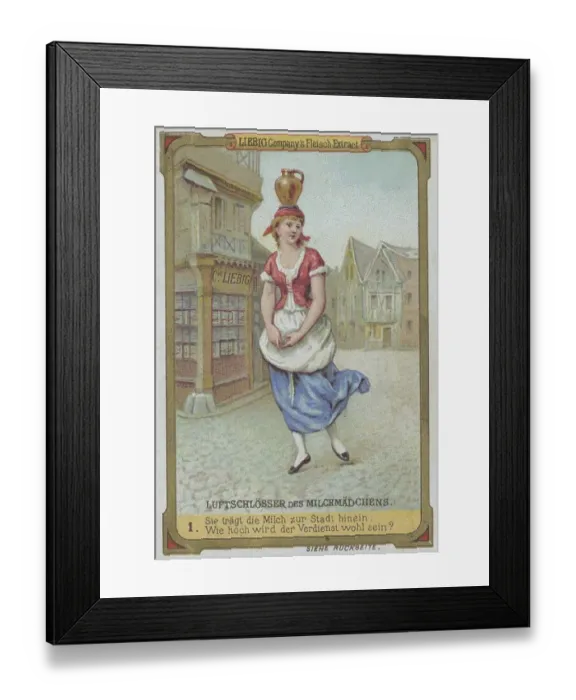 Framed Print : Picture series castles in the air of the milkmaid: She carries the milk into the city
