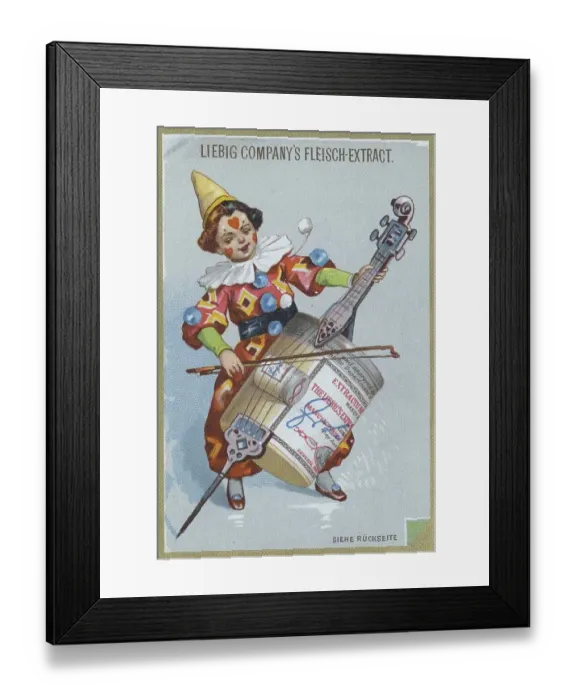 Framed Print : Picture series of children as musicians with an instrument from a Liebig box: cello