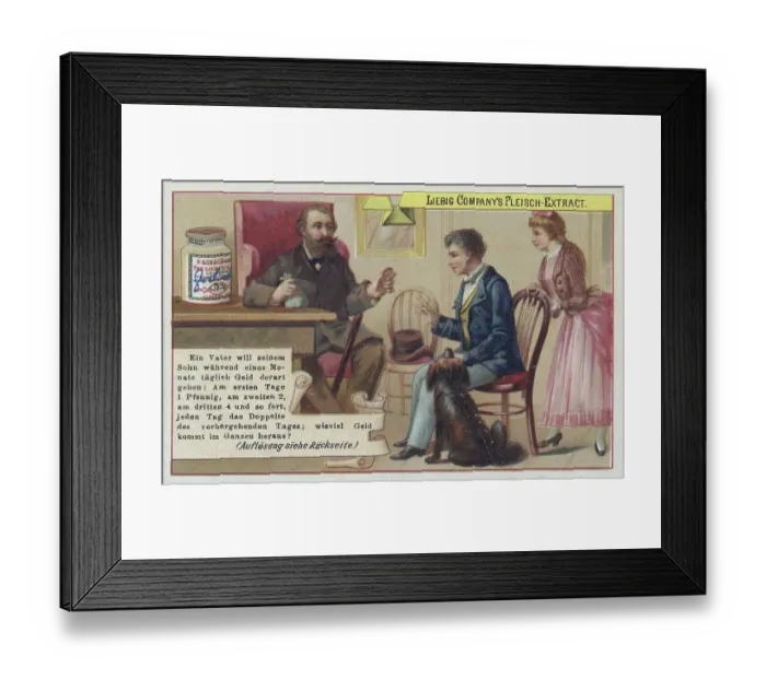 Framed Print : Picture series Puzzle: A father wants to give his son money like this every day for a month