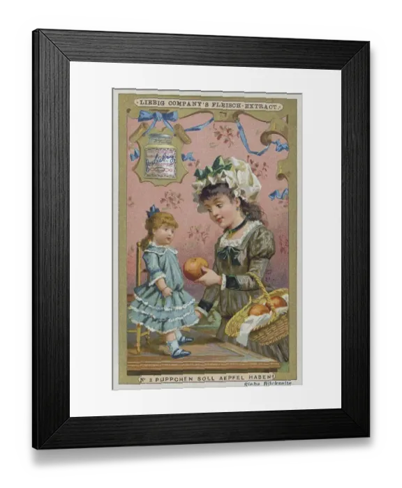 Framed Print : Picture series Girl playing with a doll: Puppet should have apples Framed Print : Picture series Girl playing with a doll: Puppet should have apples