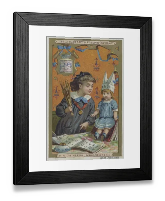 Framed Print : Picture series Girl playing with a doll: the little schoolmistress
