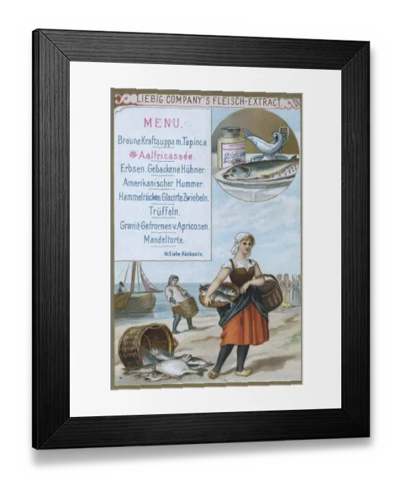 Framed Print : Picture series Menu, with eel, Historic