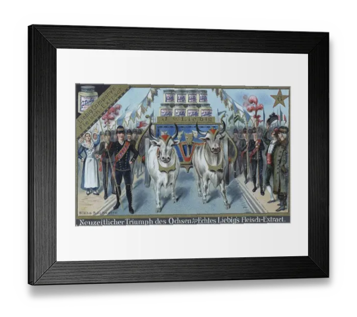 Framed Print : Picture series about the ox, modern triumph of the ox as Liebig's meat extract