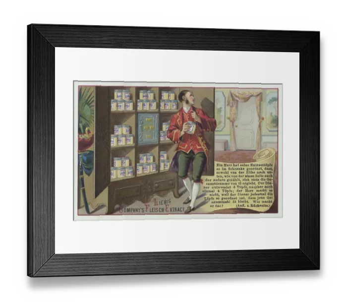 Framed Print : A gentleman has arranged his pots in the cupboard in such a way that from the height downwards Framed Print : A gentleman has arranged his pots in the cupboard in such a way that from the height downwards
