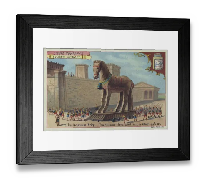 Framed Print : Picture series The Trojan War, the wooden horse is led into the city