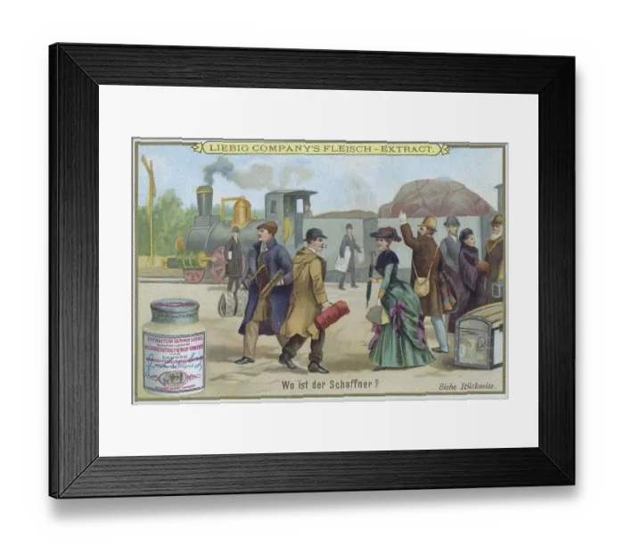 Framed Print : Picture series The search, where is the conductor ? Train passengers cannot board because the conductor is not there
