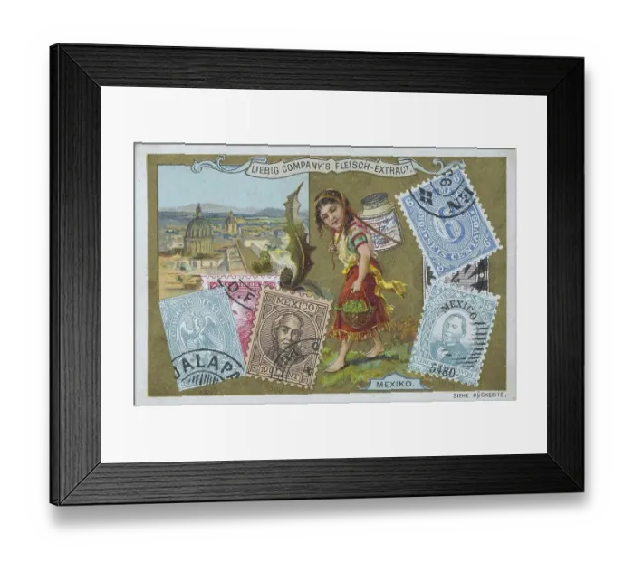 Framed Print : Picture series Countries and Stamps and Motifs
