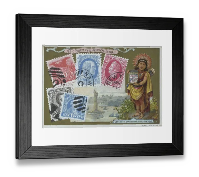 Framed Print : Picture series Countries and Stamps and Motifs