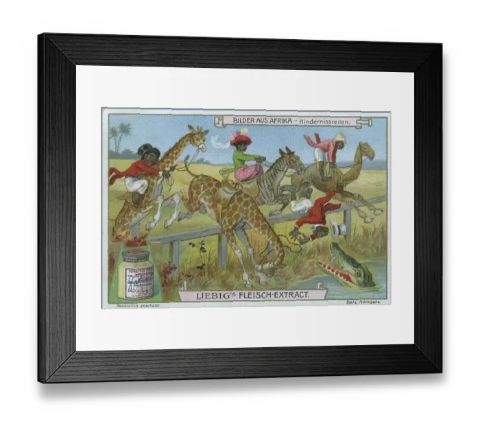 Framed Print : Series Pictures from Africa, Obstacle Riding with Giraffe and Camel Framed Print : Series Pictures from Africa, Obstacle Riding with Giraffe and Camel