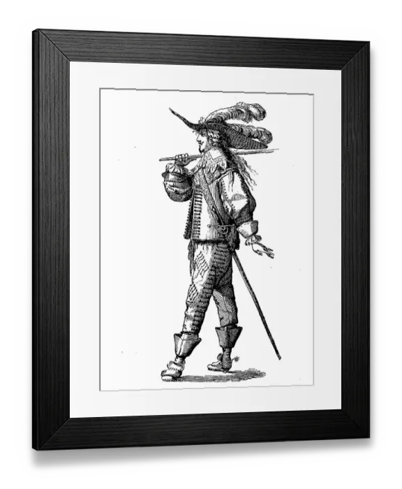 Framed Print : French officer from 1635, with long hair and Henri-quatre Framed Print : French officer from 1635, with long hair and Henri-quatre