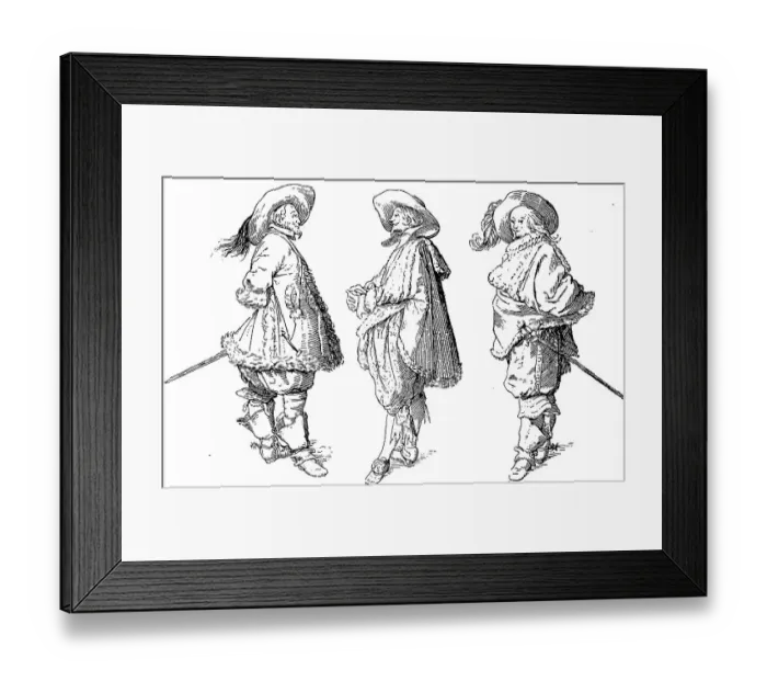 Framed Print : Noblemen a la mode, 1625, Wide brimmed hat Framed Print : Noblemen a la mode, 1625, Wide brimmed hat