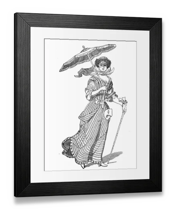 Framed Print : French lady in 1675, with parasol