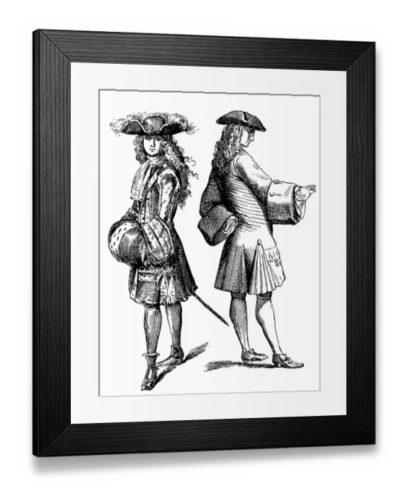 Framed Print : Noble traditional costume from 1693 (left)