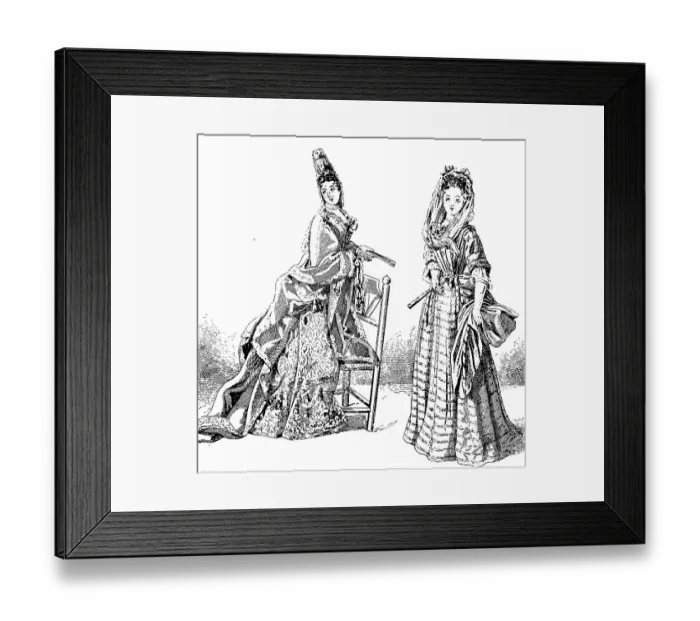 Framed Print : French ladies of rank, the first with fontange and robe Framed Print : French ladies of rank, the first with fontange and robe