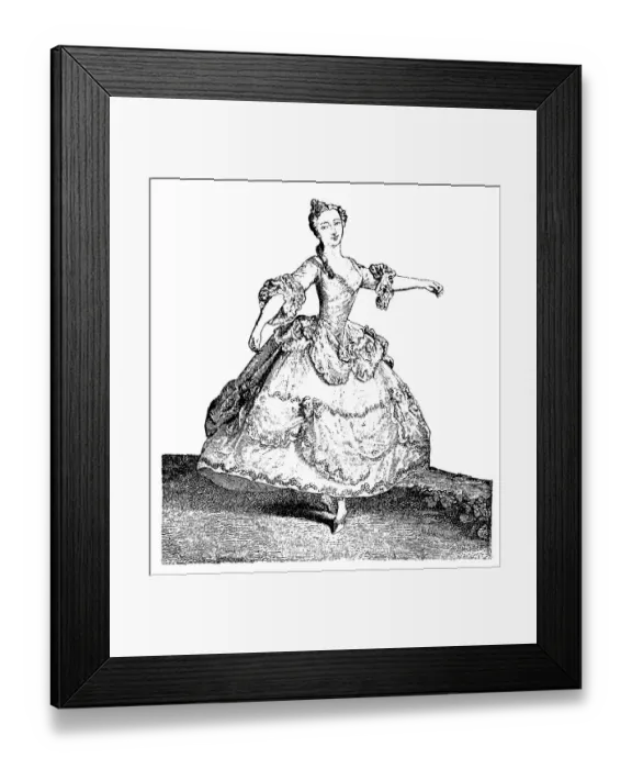 Framed Print : Dancer in hoop skirt, 1740, History of fashion