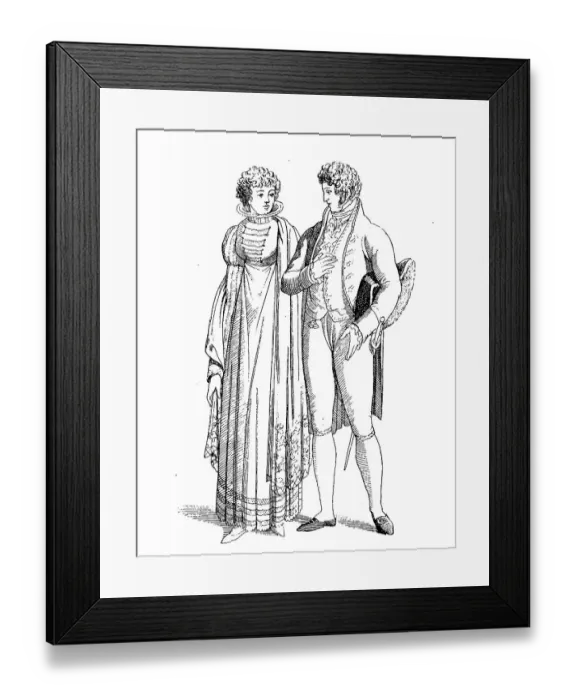 Framed Print : Gentleman and Lady, Court Costume of (1810)