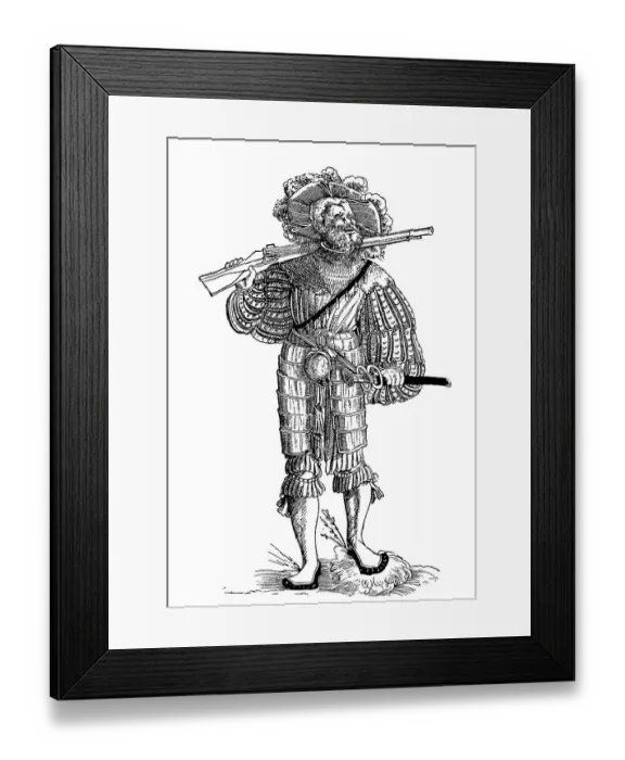 Framed Print : Landsknecht in Armour, Hook Gunner