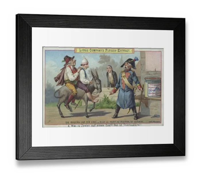 Framed Print : The peasants and the donkey, it's hard to please everyone