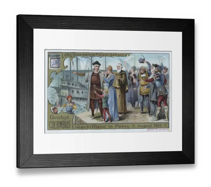 Framed Print : Series Christopher Columbus, Embarkation in Palos