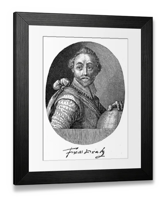 Framed Print : Sir Francis Drake, 1540, 1596, English privateer and explorer