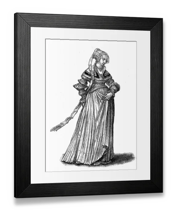 Framed Print : Women's traditional costume from Basel in the early 16th century Framed Print : Women's traditional costume from Basel in the early 16th century