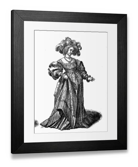 Framed Print : Women's traditional costume from Basel in the early 16th century