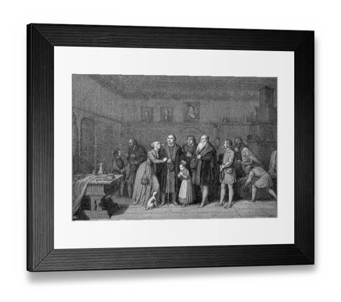 Framed Print : Martin Luther taking leave on his last journey to Eisleben on 23