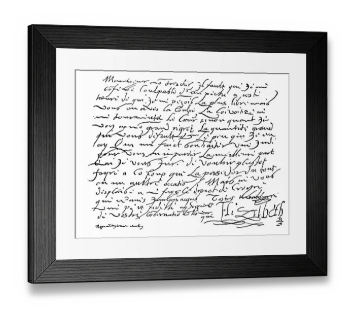 Framed Print : Letter from Queen Elizabeth of England to Henry IV Historic