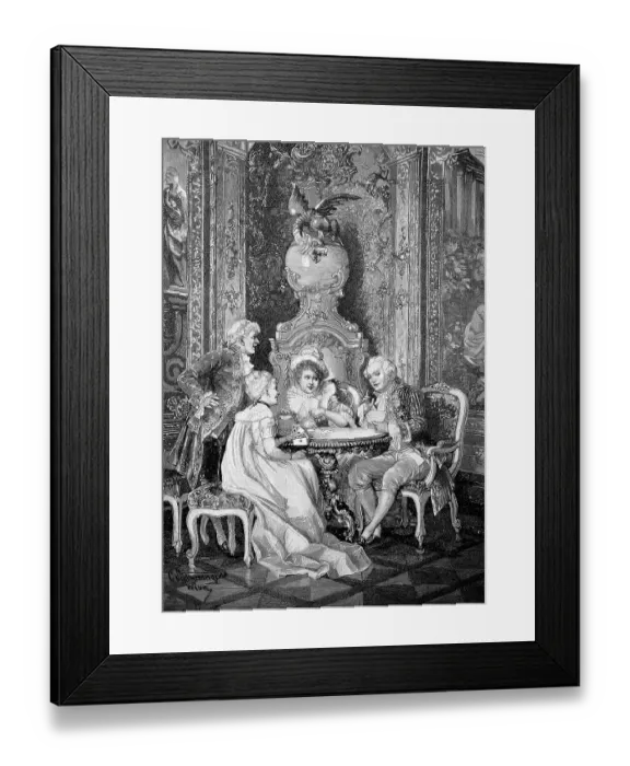 Framed Print : Medieval nobles playing cards, illustration Framed Print : Medieval nobles playing cards, illustration