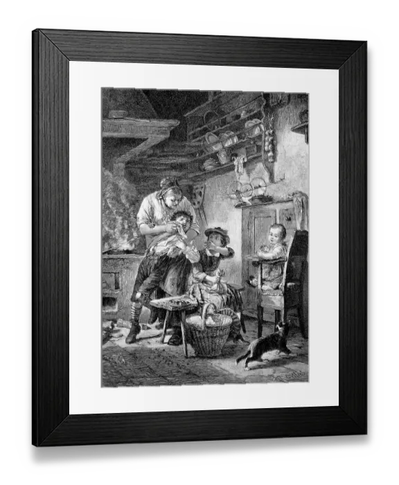 Framed Print : Children eating cherries a boy has choked on a pit Framed Print : Children eating cherries a boy has choked on a pit