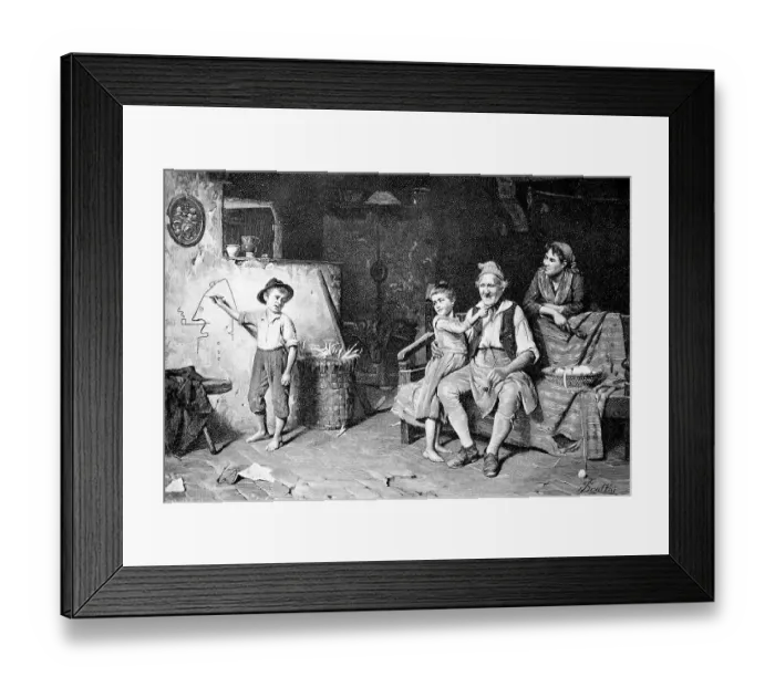 Framed Print : Family scene in the 19th century
