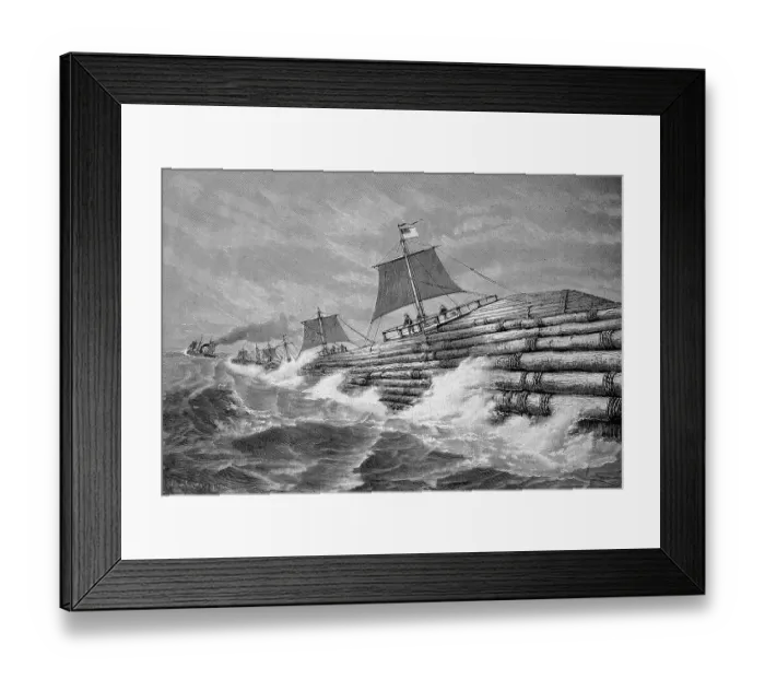 Framed Print : A raft on the high seas, built according to Robertson's system