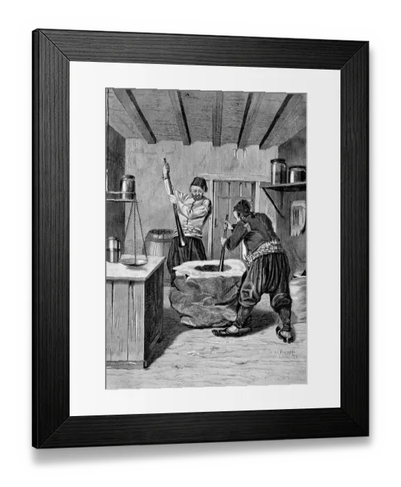 Framed Print : Stamping of roasted coffee in Batum i year 1880