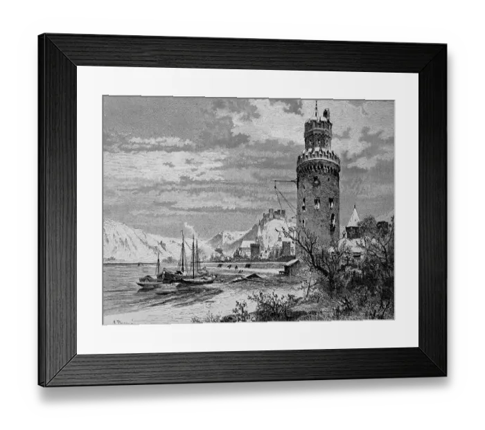 Framed Print : View of Oberwesel on the Middle Rhine in the Rhine-Hunsrueck district in 1870 Framed Print : View of Oberwesel on the Middle Rhine in the Rhine-Hunsrueck district in 1870