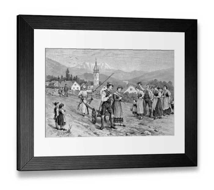 Framed Print : Wedding customs in Austria around 1870