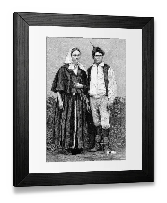 Framed Print : Inhabitants in typical dress from the island of Madeira in 1880