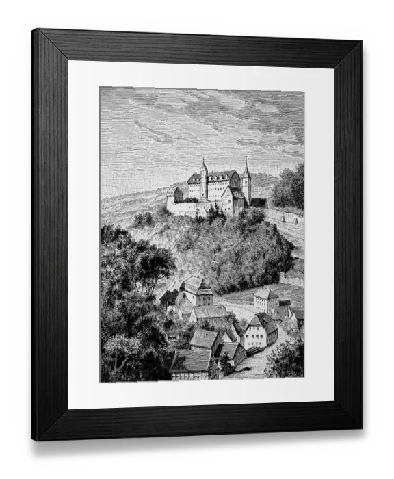 Framed Print : Schoenberg Castle in 1870, near Schoenberg