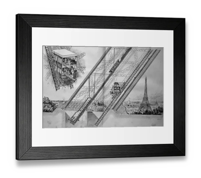 Framed Print : The lift, Otis system, in the Eiffel Tower in Paris