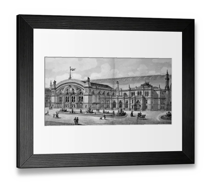 Framed Print : The new railway station in Bremen around 1890 Framed Print : The new railway station in Bremen around 1890