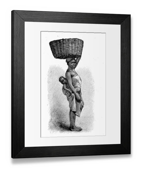 Framed Print : Almond seller with infant on his back