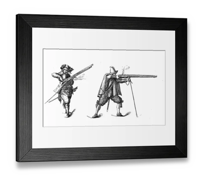 Framed Print : Musketeers at the Retreat, 16th century