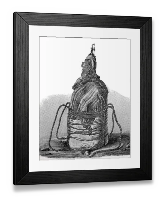 Framed Print : Large Peruvian mummy with false head