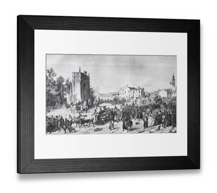Framed Print : War of Independence Italy, Exodus of Durando's troops after the surrender of Vicenza on 11 June 1848