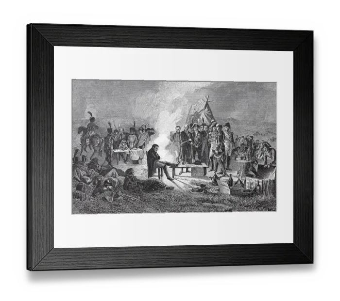 Framed Print : Napoleon's bivouac on the battlefield of Wagram in the night of 5-6 July 1809