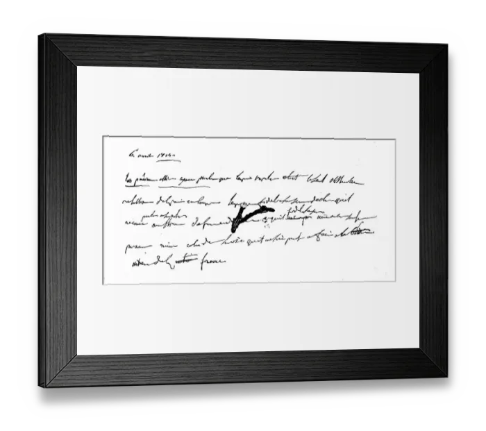 Framed Print : Facsimile of Napoleon's abdication document on 6 silver hake (1814)
