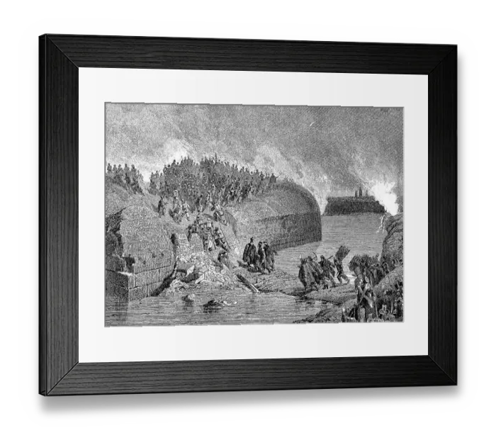 Framed Print : Storming of the Lunette St. Laurent of Antwerp on 14 December 1832