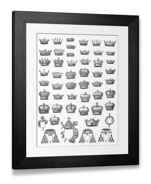 Framed Print : Various crowns of rulers, royal crown Framed Print : Various crowns of rulers, royal crown