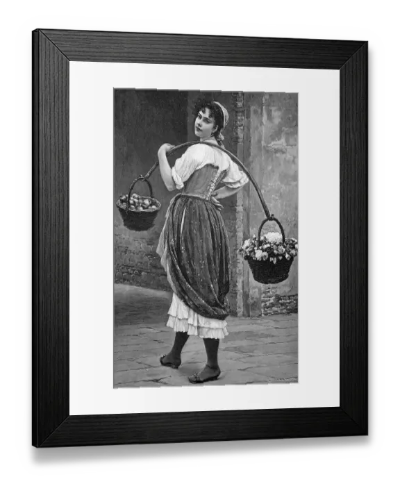 Framed Print : Italian Flower and Fruit Seller in Naples Framed Print : Italian Flower and Fruit Seller in Naples