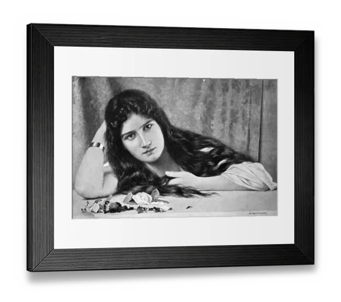 Framed Print : Young Woman with Long Hair, Portrait